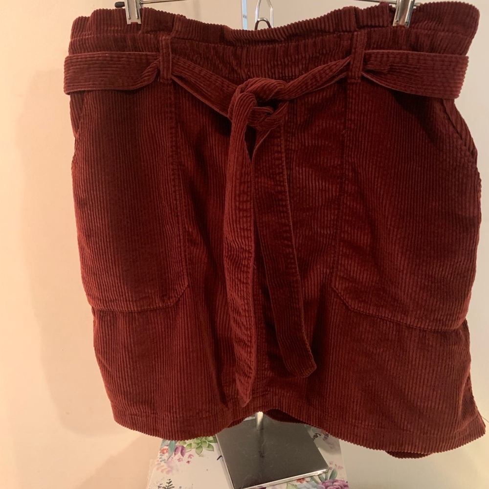 American Eagle Outfitter Women's A Line Corduroy Mini Skirt Size XL Maroon